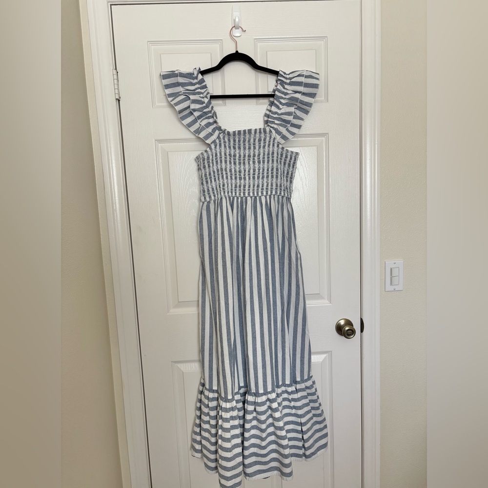 Live 4 Truth Blue and White Striped Smocked Maxi Sundress
